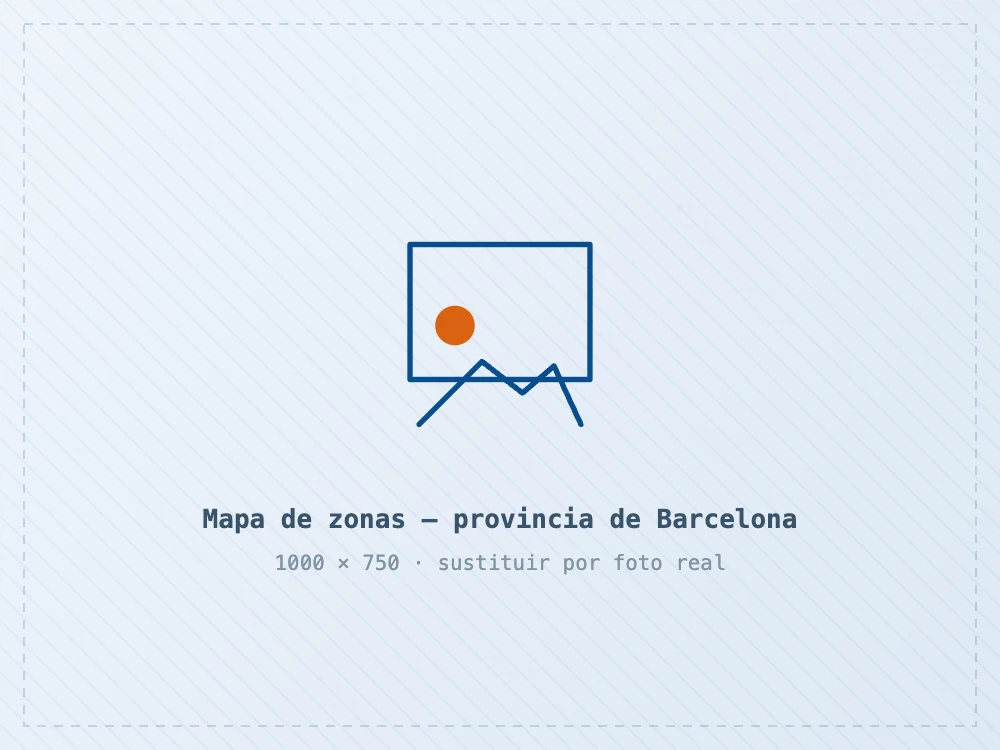 Mapa de las zonas de servicio de Calderas Mataró en la provincia de Barcelona